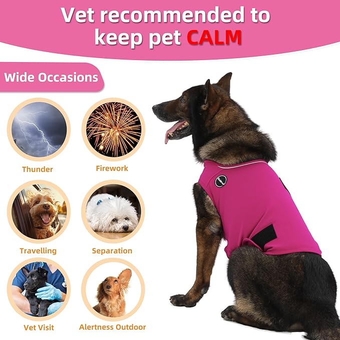 Dog Anxiety Jacket, Skin-Friendly Dog Calming Shirt - Dog Coat for Thunder, Fireworks, Vet Visits and Separation - Keep Pet Calm Without Medicine & Training, Dark Green, Medium