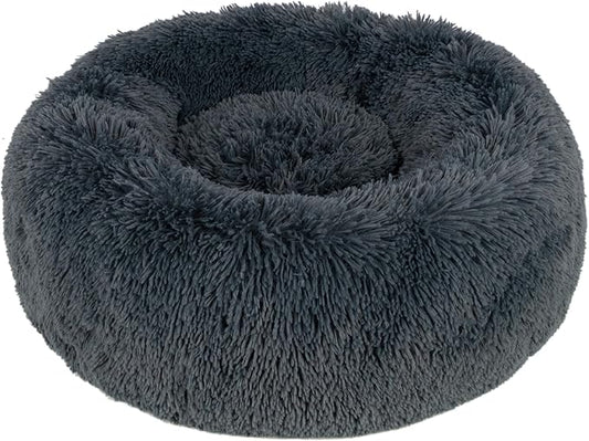 Best Pet Supplies Dog House Bed Crate Mat Tent Indoor Round Soft Plush for Small, Medium, and Large Breeds - Gray, 24 x 24 x 7
