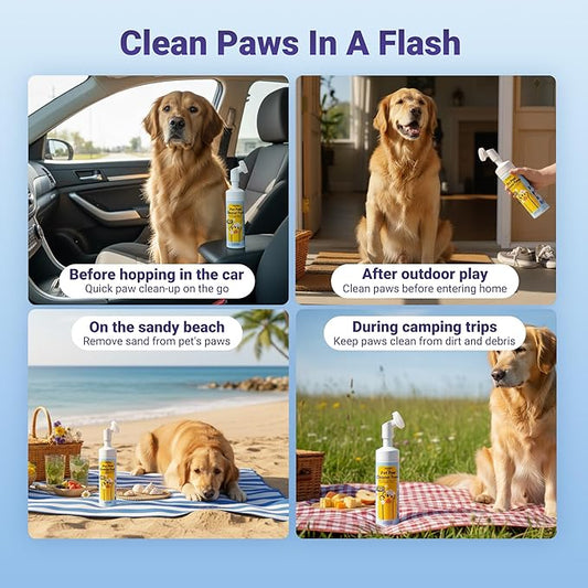 Paw Cleaner for Dogs and Cats, No-Rinse Puppy Paw Washer, Larger Volume Dog Foot Foaming Cleanser with Scrubber Brush for Dirty and Muddy Paw, Hypoallergenic Ingredient, 6.8 fl.oz