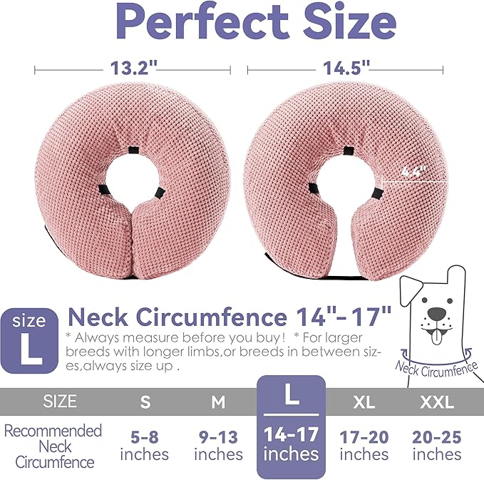 Soft Inflatable Dog Cone Collar for Large Medium Small Dogs Cats After Surgery - Neck Donut, E Collar Alternative for Recovery
