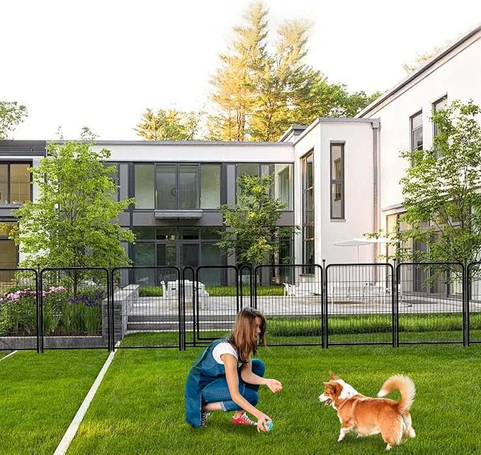 Dog Fence Outdoor 40inch 8 Panels with Door, Puppy Playpen Indoors, Metal Dog Pen Heavy Duty Pet Puppy Exercise Pen for Rv Camping Garden Yard, Wide Door Low Threshold Total 31 Ft Long