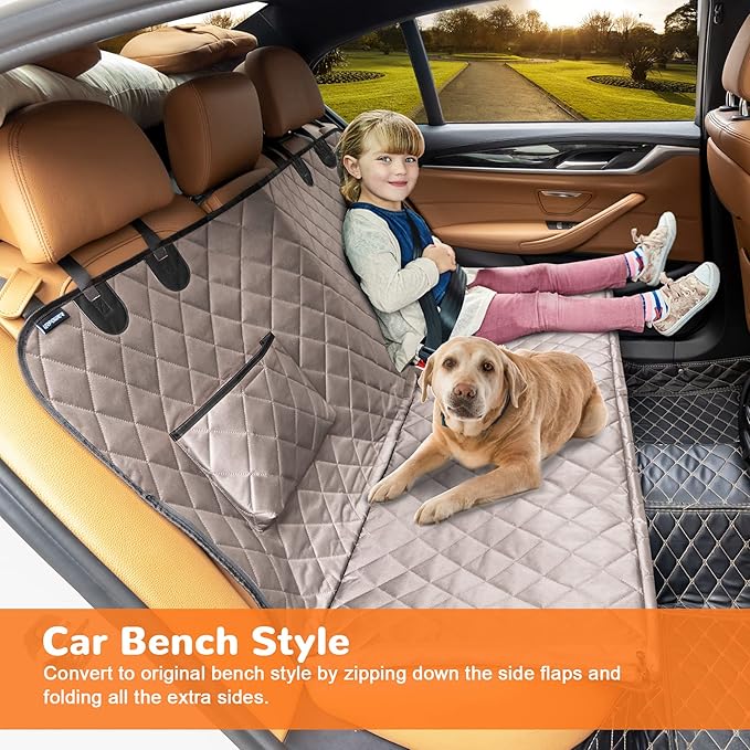 URPOWER Car Seat Cover for Pets 100% Waterproof Seat Cover Hammock 600D Heavy Duty Scratch Proof Nonslip Durable Back Covers for Cars Trucks and SUVs