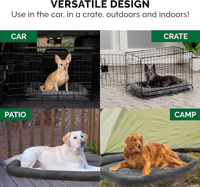 Furhaven Dog Bed for Extra Small Dogs & Indoor Cats, 100% Washable, Sized to Fit Crates - Sherpa Fleece Bolster Crate Pad - Gray, Extra Small