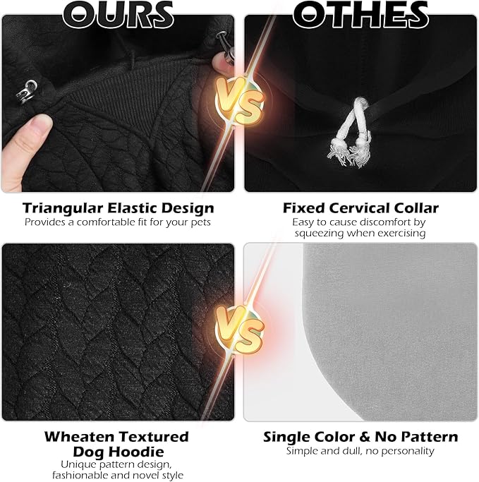 EXPAWLORER Textured Cable Knit Basic Dog Hoodie, Elevated Style Dog Sweater with Leash Hole and Pocket, Soft and Warm Pet Winter Coat, Cold Weather Clothes for Small Medium Large Dogs Cats,Black XL