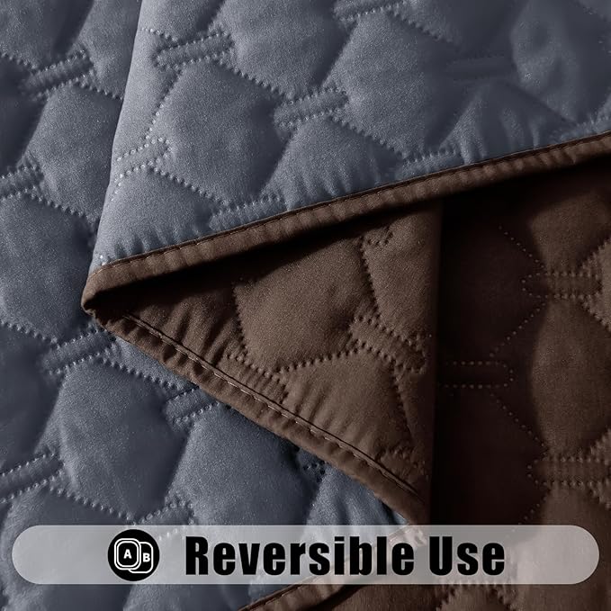 Smiry Waterproof Dog Bed Cover Blanket, Soft Reversible Pet Blanket, Washable Leakproof Cats Dogs Couch Cover for Sofa, Couch, Furniture, Plaid (82x82 Inch, Chocolate/Dark Grey)