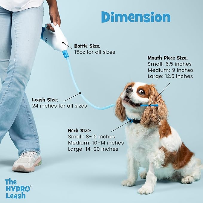 Dog Leash with Built-in Water Dispensing System, Durable Braided Cable, Hands-Free Hydration for Small to Large Dogs, Travel & Outdoor Ready (Large)