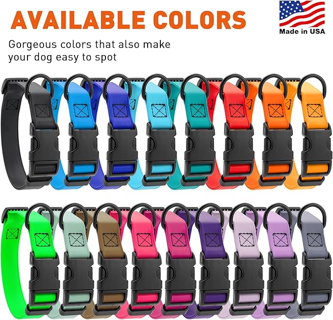 Dogline Durable Biothane Waterproof Collar for Dogs - Odor-Resistant Coated Webbing, Quick-Release Design, Comfortable Adjustable Fit, 1" W by 15-25" L,Amethyst Purple