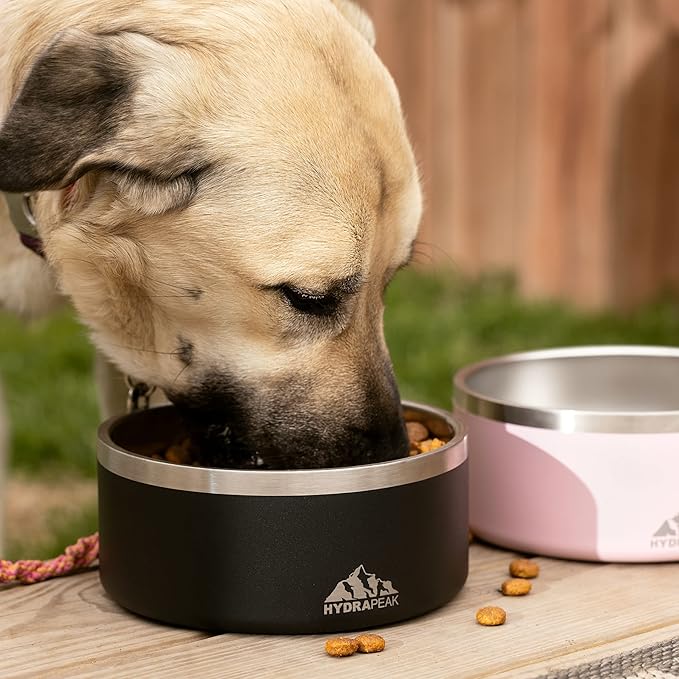Hydrapeak Dog Bowl; Non Slip Stainless Steel; Water and Food Dish; Large Sized and Small Dogs; 32oz 64oz; Multiple Sizes; 4 Cup | Stone