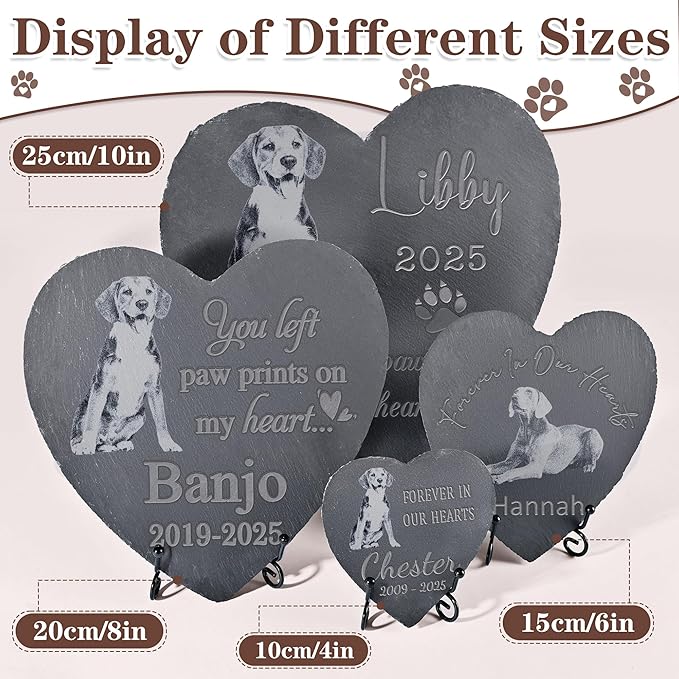 Pet Memorial Stone, Dog Memorial Stone, Dog Memorial Gifts for Loss of Dog, Pet Memorial Gifts, Loss of Pet Sympathy Gift, in Loving Memory Pet - Left Paw Prints on My Heart - Heart Shaped