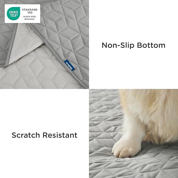 Bedsure 100% Waterproof Couch Cover for Dogs Washable - Non Slip Waterproof Dog Blanket for Couch Sofa, Lightweight Furniture Protector Durable for Pet Cat Puppy with Non-Slip Bottom, Grey, 30x85IN
