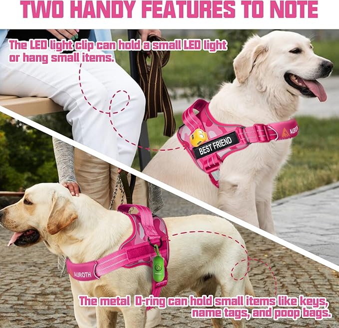 AUROTH Dog Harness and Leash Set, Soft Padded Service Dog Vest with 5.25FT Dog Leash, No Choke, Easy On Pet Vest, Adjustable Reflective No Pull Dog Harness Small Sized Dog, Easy Walking and Training