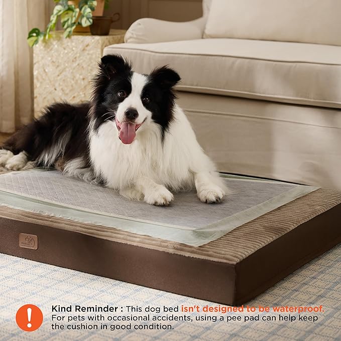 Bedsure XXL Dog Bed for Crate - Extra Large Orthopedic Pet Beds with Removable Machine Washable Cover, NOT Waterproof Egg Crate Foam Puppy Pad, Suitable for Pet Up to 100 lbs, 47"x29"