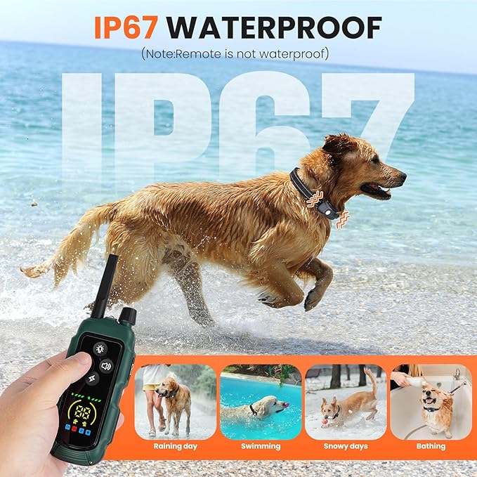 Dog Shock Collar - 4000FT Remote Training Collar with 4 Modes & LED, IP67 Waterproof, Rechargeable E Collar for Small to Large Dogs, Green