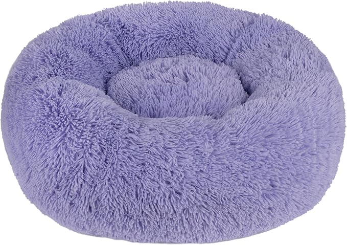 Best Pet Supplies Dog House Bed Crate Mat Tent Indoor Round Soft Plush for Small, Medium, and Large Breeds - Lavender, 27 x 27 x 7.5