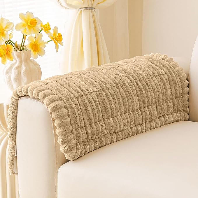 Smiry Couch Cover for Dogs Washable, Non Slip Fuzzy Pet Couch Covers for 3 Cushion Sofa Pet Friendly, Thick Soft Sofa Slipcovers Cushion Protector (Camel, 27.6" x 27.6")