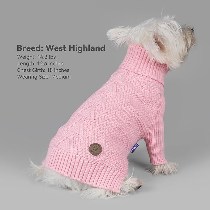 cyeollo 4XL Dog Sweater,Knitwear Turtleneck Soft Knitwear Pullover Sweaters Warm for Giant Breed Dog Clothes for Large Female Dogs,Pink XXXXL