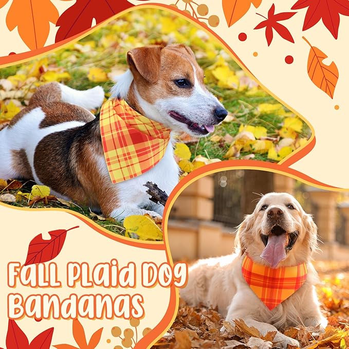 Abbylike 200 Pcs Thanksgiving Dog Bandanas Bulk Plaid Bandanas for Dogs Triangle Kerchief Bib Scarf Sets for Pets Cats Fall Costume Photo Props Accessories Pet Shops Groomers Services, 25 Styles