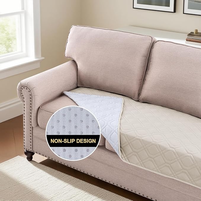 PrinceDeco Waterproof Dog Blanket Pet Bed Cover for Furniture Bed Couch Sofa Loveseat with Anti-Slip Back (32x62 Inch, French Oak)
