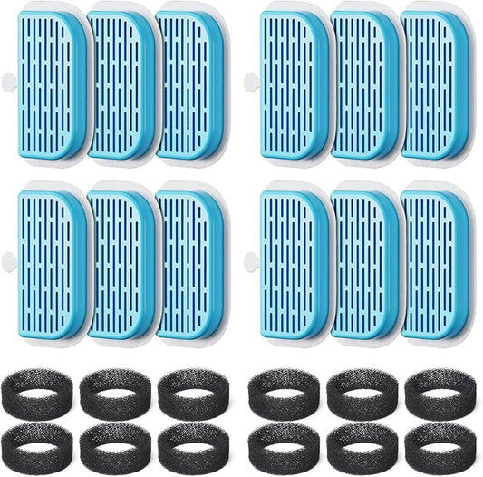 GIOTOHUN Cat Water Fountain Filter: 24 Filters - 12 Pieces Filters + 12 Pieces Sponges for Cat Fountain - Pet Water Fountain Filter Replacement for Pet Dispenser H1 (67oz/2L)