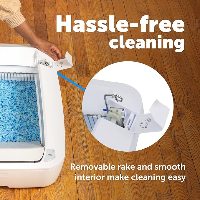 PetSafe ScoopFree Crystal Plus Automatic Self-Cleaning Cat Litter Box System – Not Enclosed – Advanced Odor Control – Includes 1 Disposable Crystal Litter Tray – White (PAL00-18016)