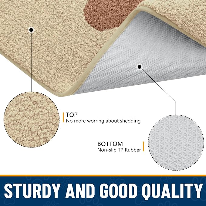 Smiry Dog Door Mat for Muddy Paws 30x20, Dirt Trapper Non Slip Washable Indoor Doormats, Absorbent Entryway Carpet for Inside Floor, Light Beige