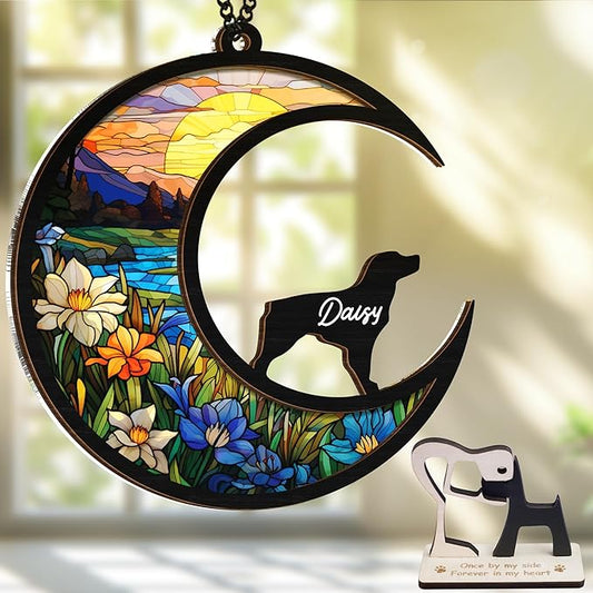 6'' Brittany Dog Memorial Suncatcher Personalized Name Breed Pet Ornament Window Car Hanging Sympathy Gift for Loss of Pet Passed Away Remembrance Gift for Dog Lovers SCD-B11-6-66