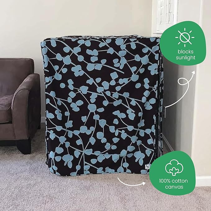 Molly Mutt Your Hand in Mine Dog Crate Cover, 100% Cotton Canvas Cover with 2 Roll-Up Panels, Ideal for Dog or Cat Crate, Durable, Washable, and Free of Harmful Chemicals, 42" x 28" x 31"