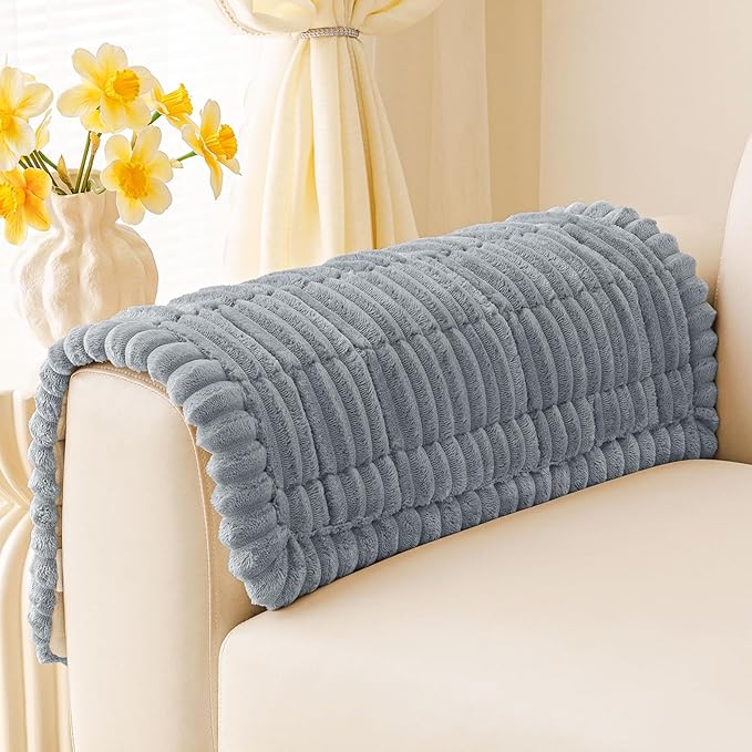 Smiry Couch Cover for Dogs Washable, Non Slip Fuzzy Pet Couch Covers for 3 Cushion Sofa Pet Friendly, Thick Soft Sofa Slipcovers Cushion Protector (Grey, 27.6" x 27.6")