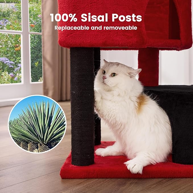 Gardner Pet 41" Tall Cat Tree for Medium-Large Cats, Heavy Duty Cat Tower with 2.8in Posts & Washable Top Perches, Space-Saving Cat Furniture for Apartments, Easy to Assembly