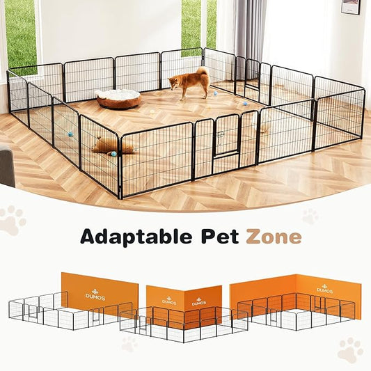 SMUG Heavy-Duty Iron Dog Playpen – 16 Panel 32” Durable, Rust-Resistant Pet Fence for Indoor & Outdoor Use, Secure & Spacious Pet Play Area for Dogs, Puppies & Small Animals