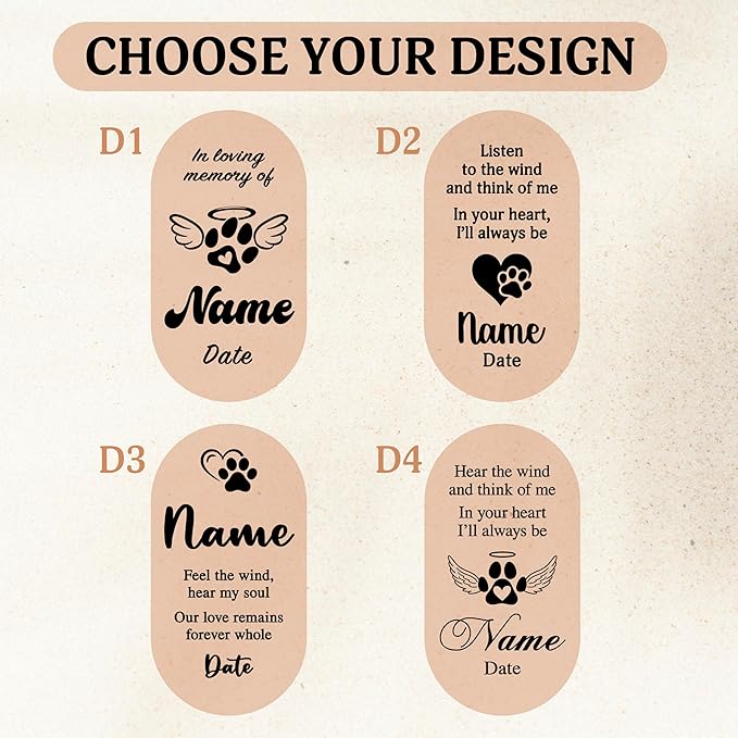 Personalized Dog Memorial Gifts for Loss of Dog Wind Chime w/Name & Date, Listen to The Wind and Think of Me - Sympathy Gifts - 37" Custom Engraved Pet Memorial Wind Chime Gift- Black Color, D2