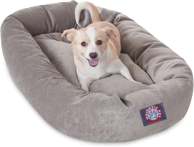 Majestic Pet Storm 24" Micro Velvet Dog Bed, Soft Round Pet Bed with Spine Support, Water Resistant, Machine Washable, 24x19x7 (inch) - Small