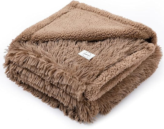 Waterproof Dog Couch Throw Blanket Brown Long Faux Fur Pet Blankets for Small Dogs Cats Fluffy Puppy Sofa Cover Love Bed Doggie Cover Washable Mat(Brown,XS-28x20in)