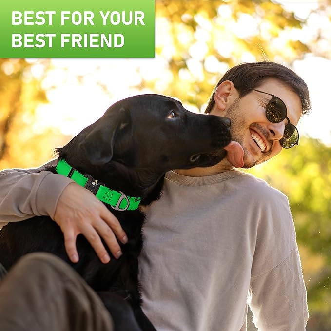 Biothane Dog Collar with Cobra Buckle - Made in USA - QR Code Dog Tag ID Included - Adjustable Heavy Duty Dog Collars for Medium Large Dogs - Waterproof Military Grade Tactical Collar for Dogs