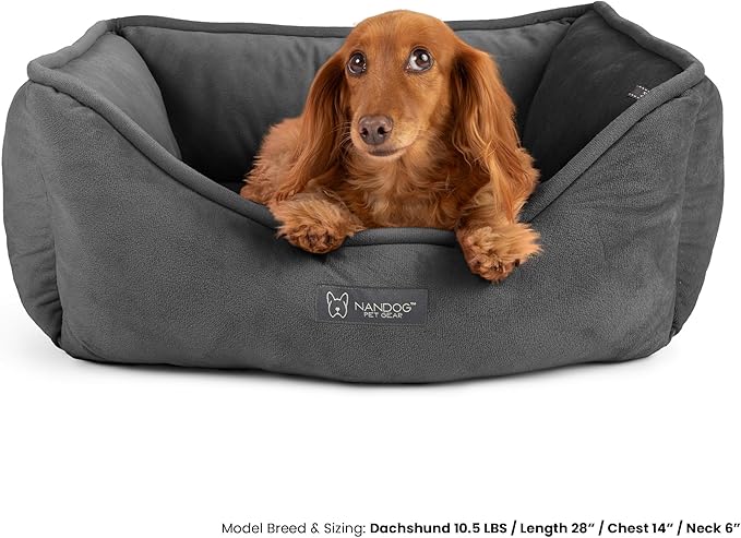 NANDOG The Signature Collection Reversible Bed in Pink Signature - Ultra Soft Micro Plush Fabric - Modern Design - Washable for Cats & Small/Medium Dogs