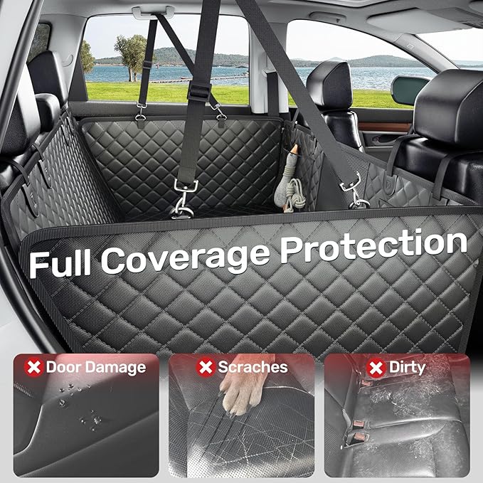Zanch Heavy-Duty Dog Truck Seat Cover, Flat Solid Back Seat Extender for Multi Large Dogs, Hard-Base Supports 450 lb, Waterproof Hammock Protector, XL for Full-Size Crew Cab Trucks & SUVs, Green