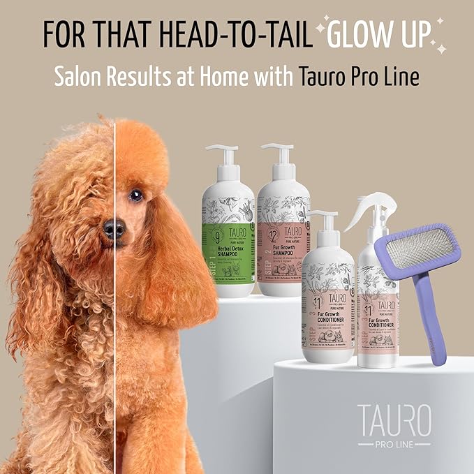 Tauro Pro Line Dog Brush for Shedding - Labradoodle, Goldendoodle or Poodle Long or Medium Hair - Slicker Brush for Dogs & Cat Grooming, Flexible Cushion & Non-Slip Grip (Size M - Purple)
