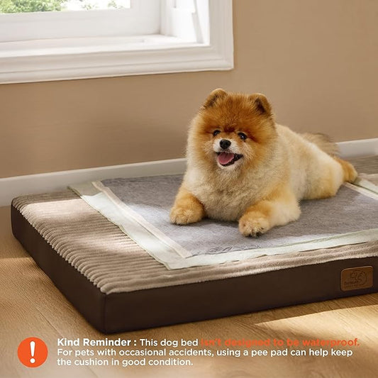 Bedsure Dog Bed Medium Size Dog - Orthopedic Pet Beds with Removable Machine Washable Cover, NOT Waterproof Egg Crate Foam Puppy Pad, Suitable for Pet Up to 35 lbs, 29"x18"
