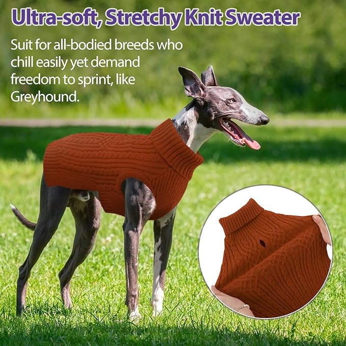 SUNFURA Dog Sweater, Dog Sweaters for Extra Large Dogs Girl Boy, Pet Christmas Sweater Knitwear for Fall Winter, Knitted Sweatshirt for Golden Retriever, Weiner, Great Dane, Brickred XXL