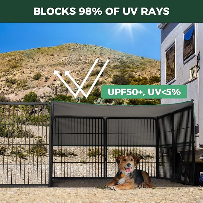 FXW Instant Unleashed Dog Playpen, Portable Pet Fence for Outdoor, RV Trips, and Camping, 32 inch, 16 Panels for Small and Medium Dogs with Sun Shade│Patented