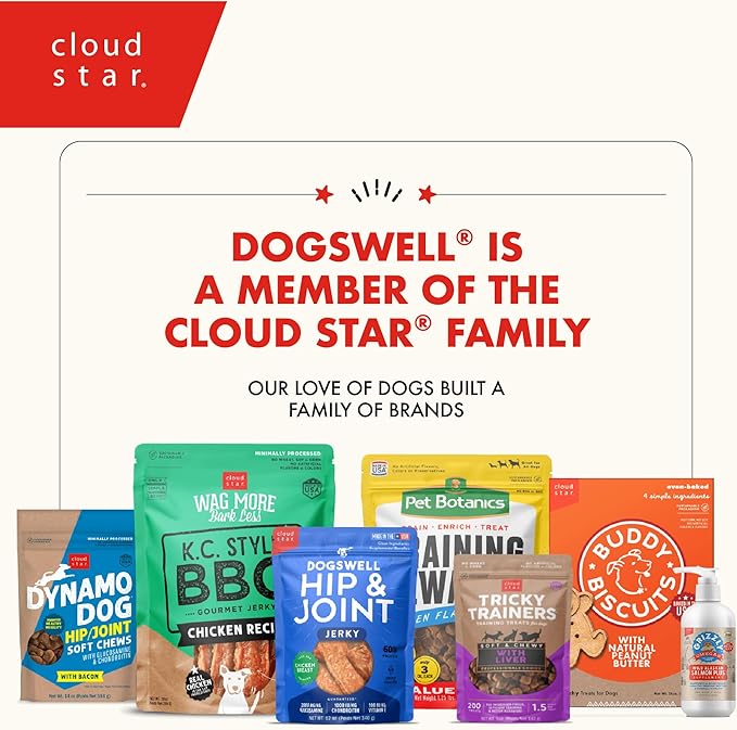 Dogswell Jerky Hip and Joint Dog Treats Grain Free Made in USA Only, Glucosamine and Chondroitin, 12 oz Chicken