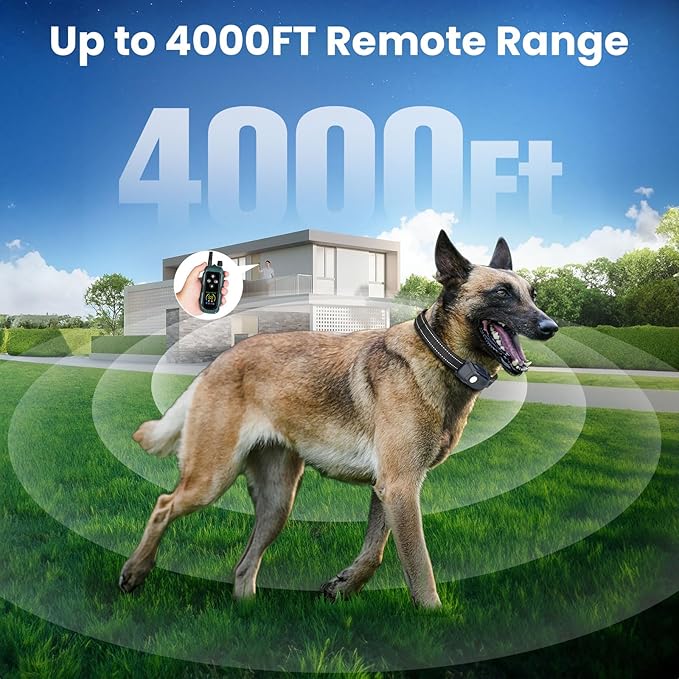 Dog Shock Collar - 4000FT Remote Training Collar with 4 Modes & LED, IP67 Waterproof, Rechargeable E Collar for Small to Large Dogs, Green