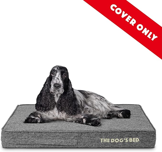 The Dog's Bed Replacement Outer Cover ONLY (Outer Cover ONLY - NO Bed, NO Waterproof Inner) for The Dog's Bed, Washable Poly-Linen Fabric, Medium 4 Inches (Grey)