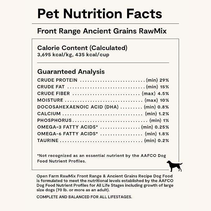 Open Farm, RawMix Dry Dog Food with Ancient Grains, Protein-Packed Kibble Coated in Bone Broth with Freeze Dried Raw Chunks, Beef Pork & Lamb, Front Range Recipe, 20lb Bag