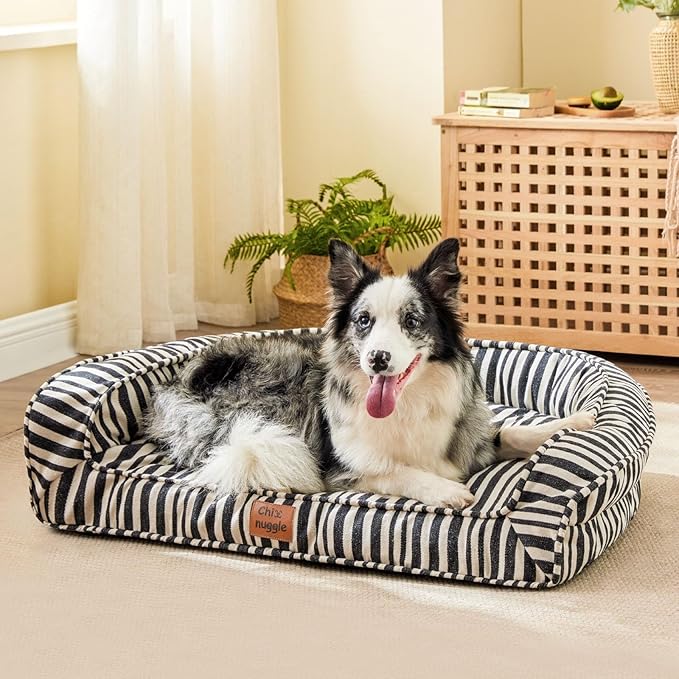 Dog Bed for Large Dogs - Washable Canvas Pet Beds, Breathable & Low-Step Entry Easy for Senior Dog, 36x27x7inches