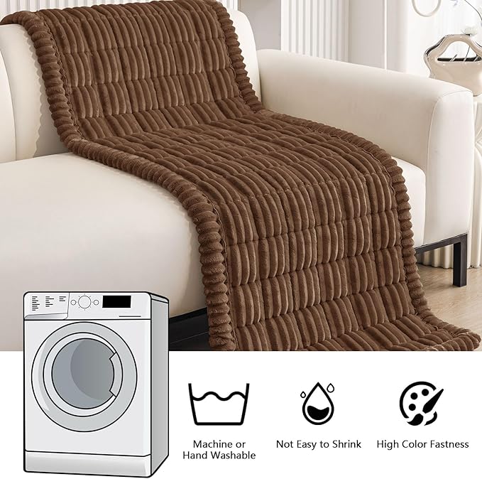 Smiry Couch Cover for Dogs Washable, Non Slip Fuzzy Pet Couch Covers for 3 Cushion Sofa Pet Friendly, Thick Soft Sofa Slipcovers Cushion Protector (Brown, 27.6" x 27.6")