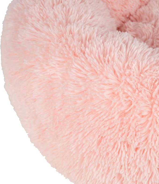 Best Pet Supplies Dog House Bed Crate Mat Tent Indoor Round Soft Plush for Small, Medium, and Large Breeds - Pink, 20 x 20 x 6