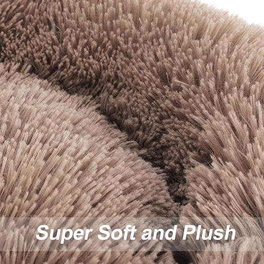 MIXJOY Orthopedic Dog Bed Comfortable Donut Cuddler Round Dog Bed Ultra Soft Washable Dog and Cat Cushion Bed (20''/23''/30''/36'') (36''x36'', Brown)