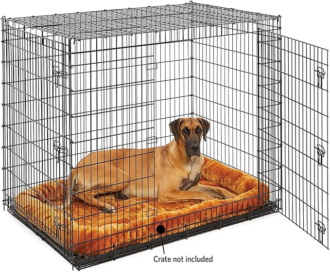 MidWest Homes for Pets QuietTime Giant Dog Bed – Cinnamon Faux Fur Bolster, Ultra-Soft and Machine Washable, Fits 54-Inch Crates and Carriers, for XXL Breed Dogs