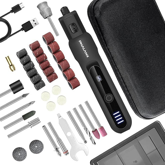 Dog Nail Grinder - Electric Pet Nail Grinder, Upgraded 5 Speed LED Lights Ring Rechargeable Cordless Dog Nail Trimmers Kit, 40 Accessories Pet Nail Grinder for Dogs Cats and Small Medium Animals Black